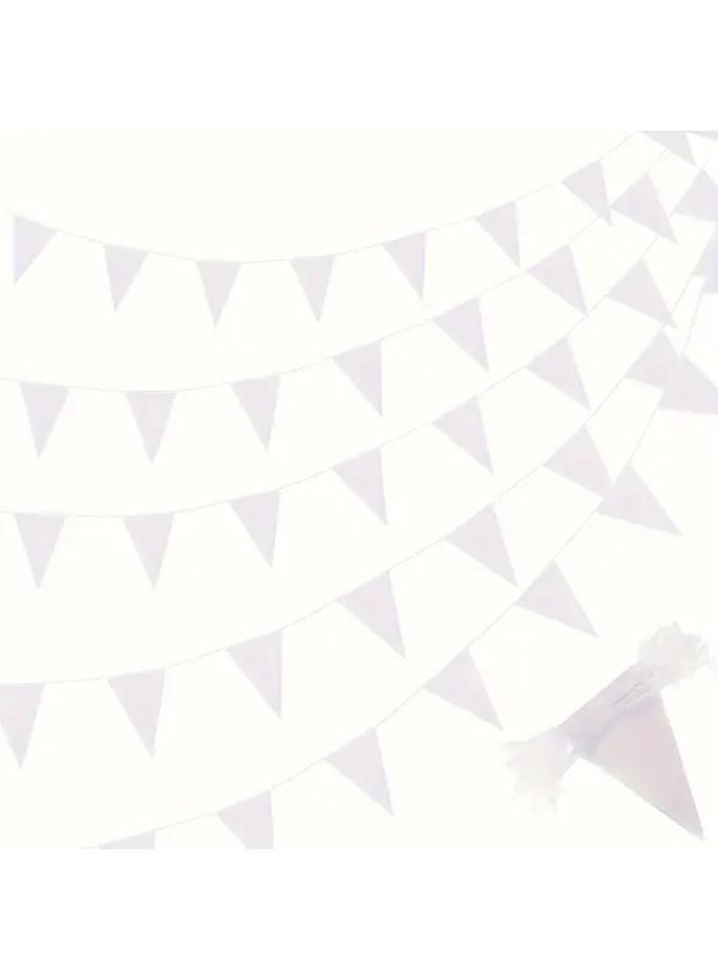 40pcs White Triangle Bunting Banner For Wedding Birthday Festival Party Decorations - Image 1